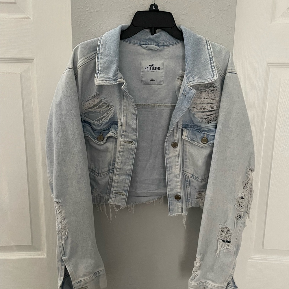 Hollister Light Blue Distressed Denim Jacket